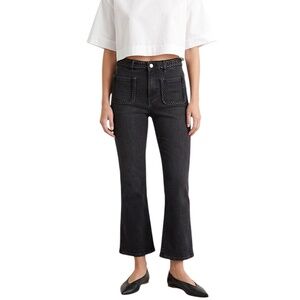 Maje Palune black old money quiet luxury braided detail bootcut ankle jeans 40/8